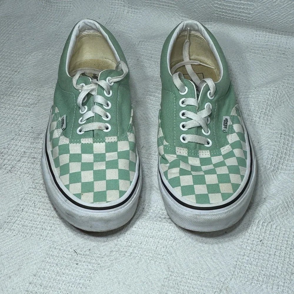 Vans Shoes Mens‎ 8.5 Womens 10 Checkered Sneakers Green Canvas Casual Low